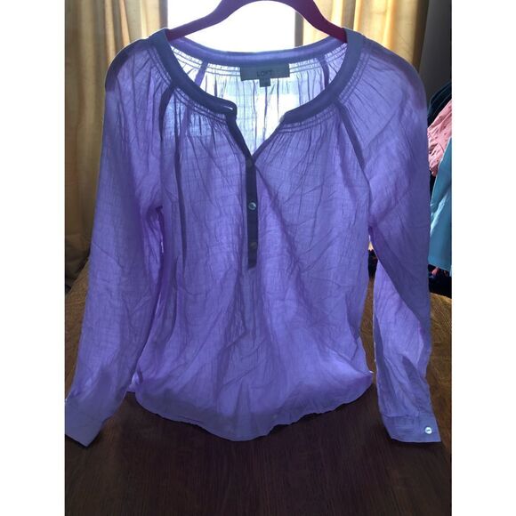 LOFT Lilac Henley Style Pullover Size Small - Picture 1 of 8